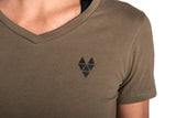 Women's TACDOR Olive Cotton V-neck T-shirt